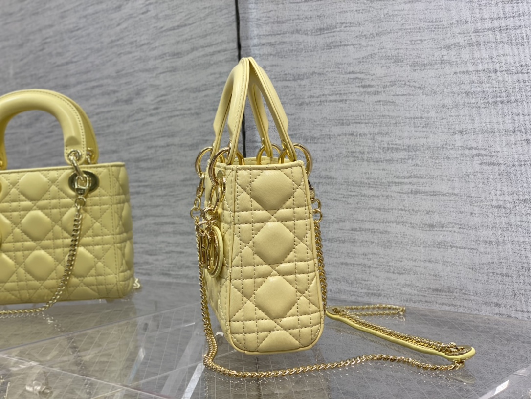 Mini Lady Dior Bag Light Yellow Cannage Lambskin